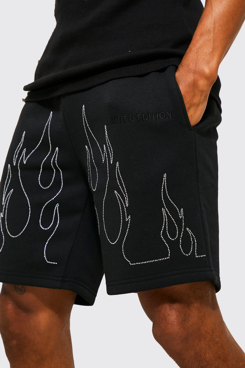 SHORT FLAME DE STRASS COM AJUSTE SOLTO